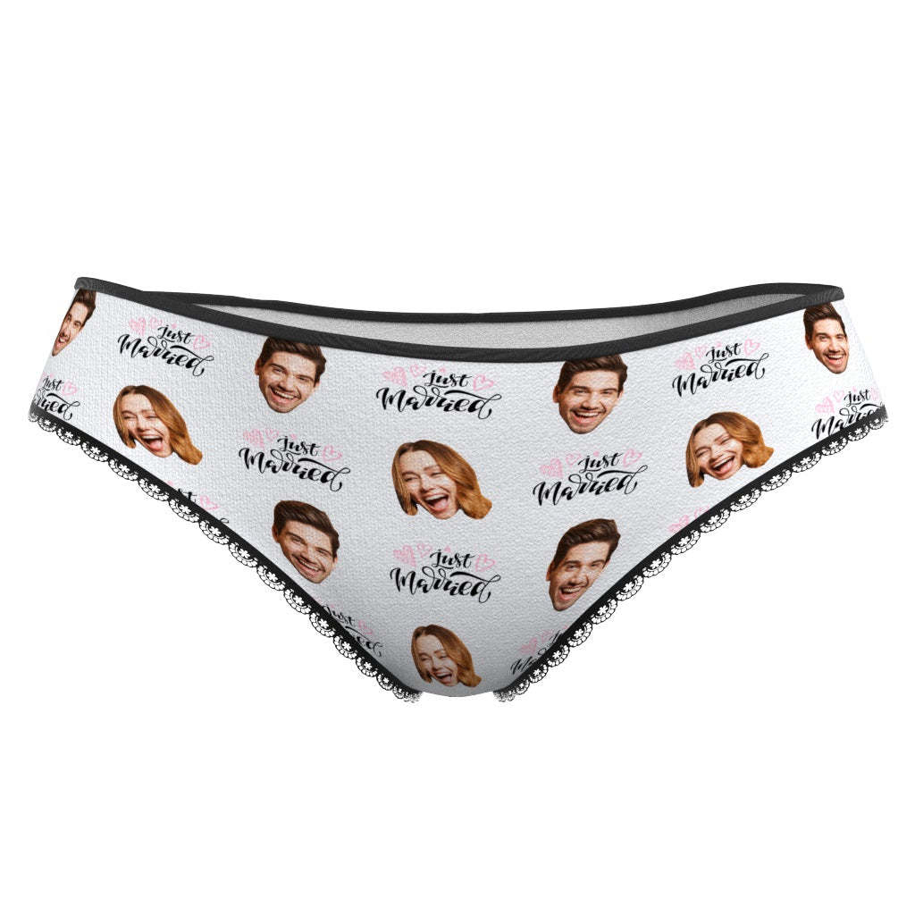 Custom Face Underwear Personalized Just Married Panties Wedding Gift - 