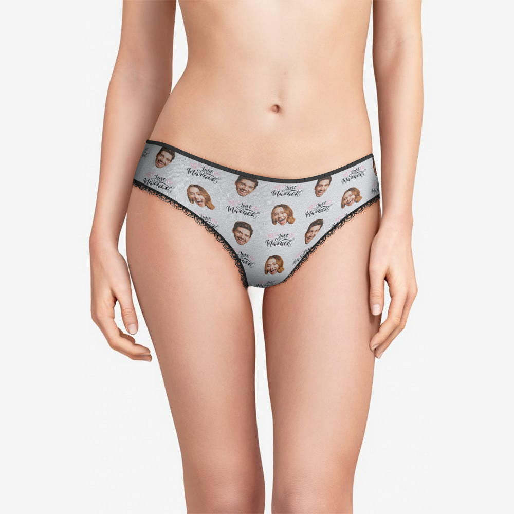 Custom Face Underwear Personalized Just Married Panties Wedding Gift - 