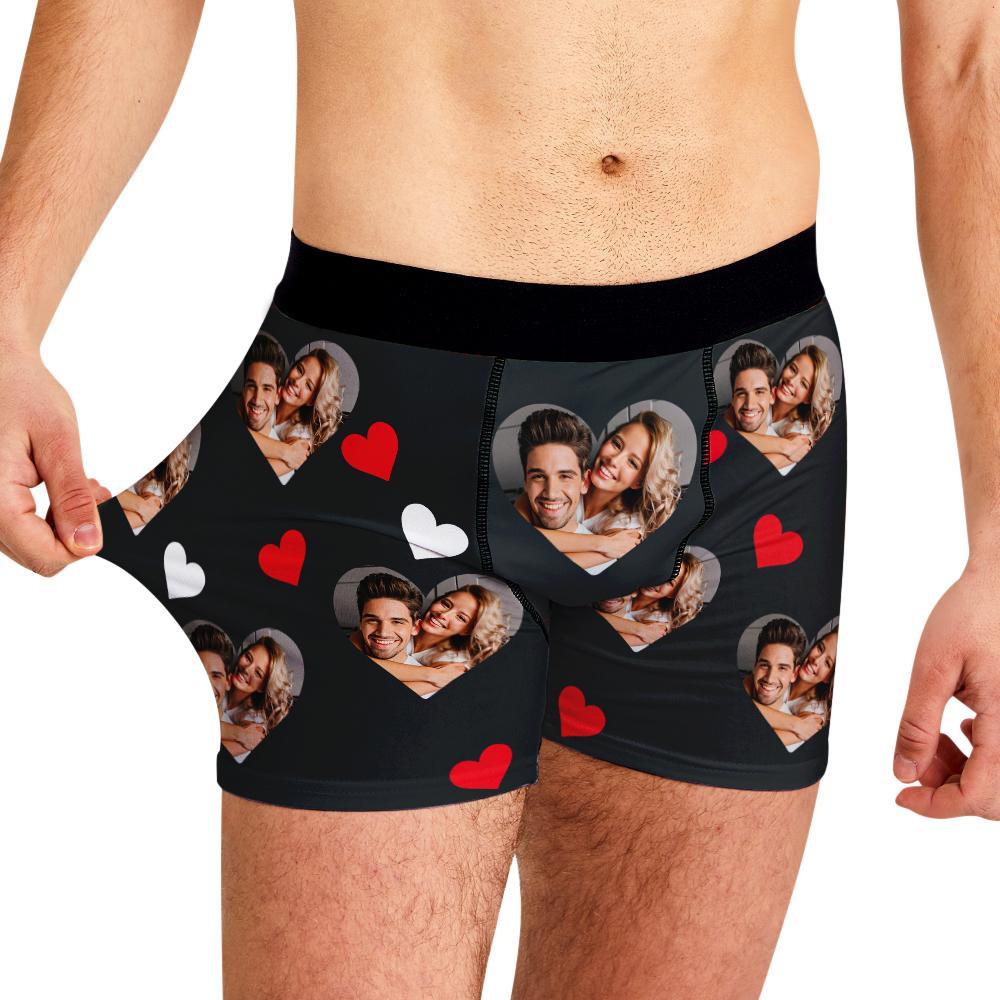 Custom Boxer Men's Shorts Avatar And Heart Shaped Gift For Couples - soufeelus