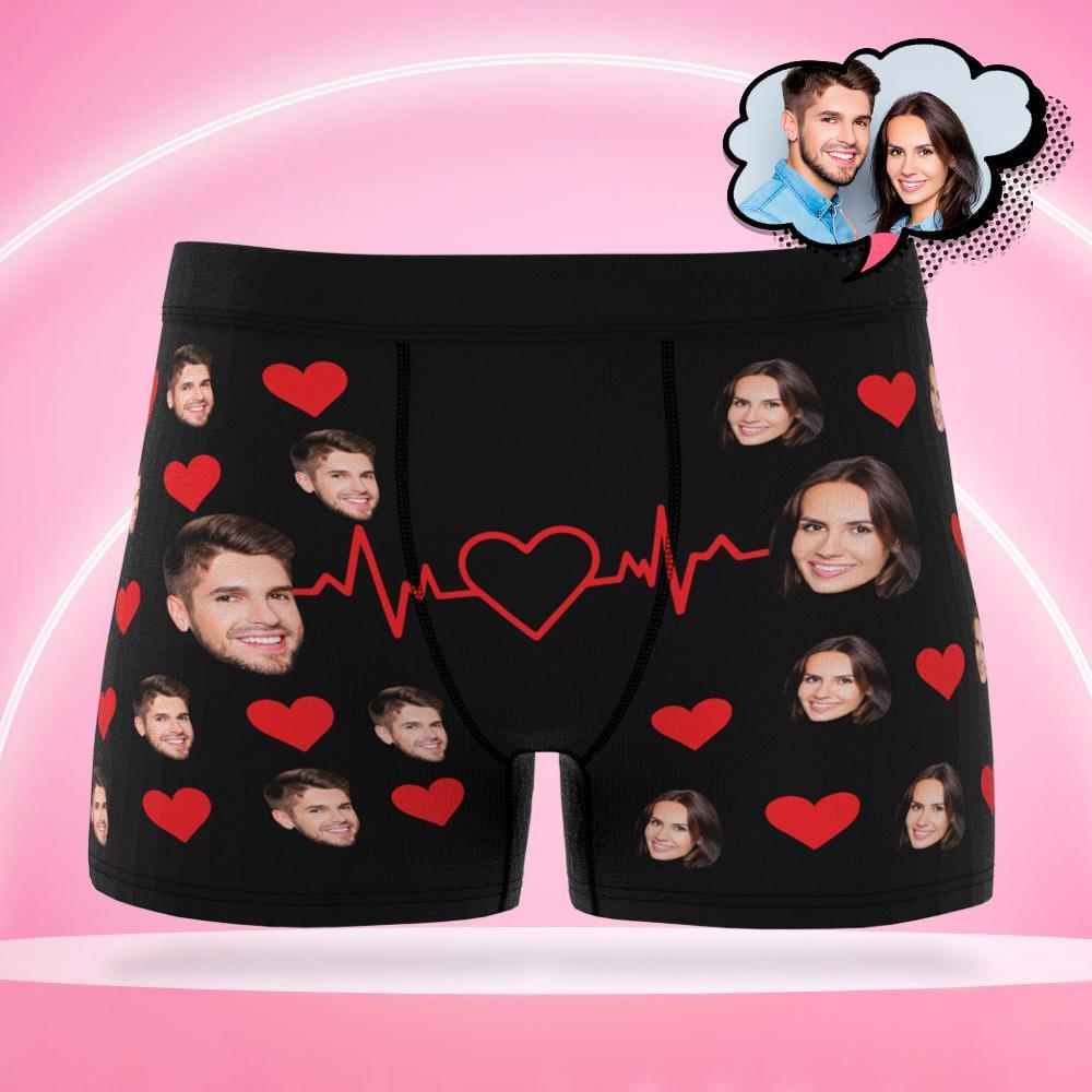 Custom Photo Boxer Men's,Heart Face Underwear Gift For Couples - Men - soufeelus