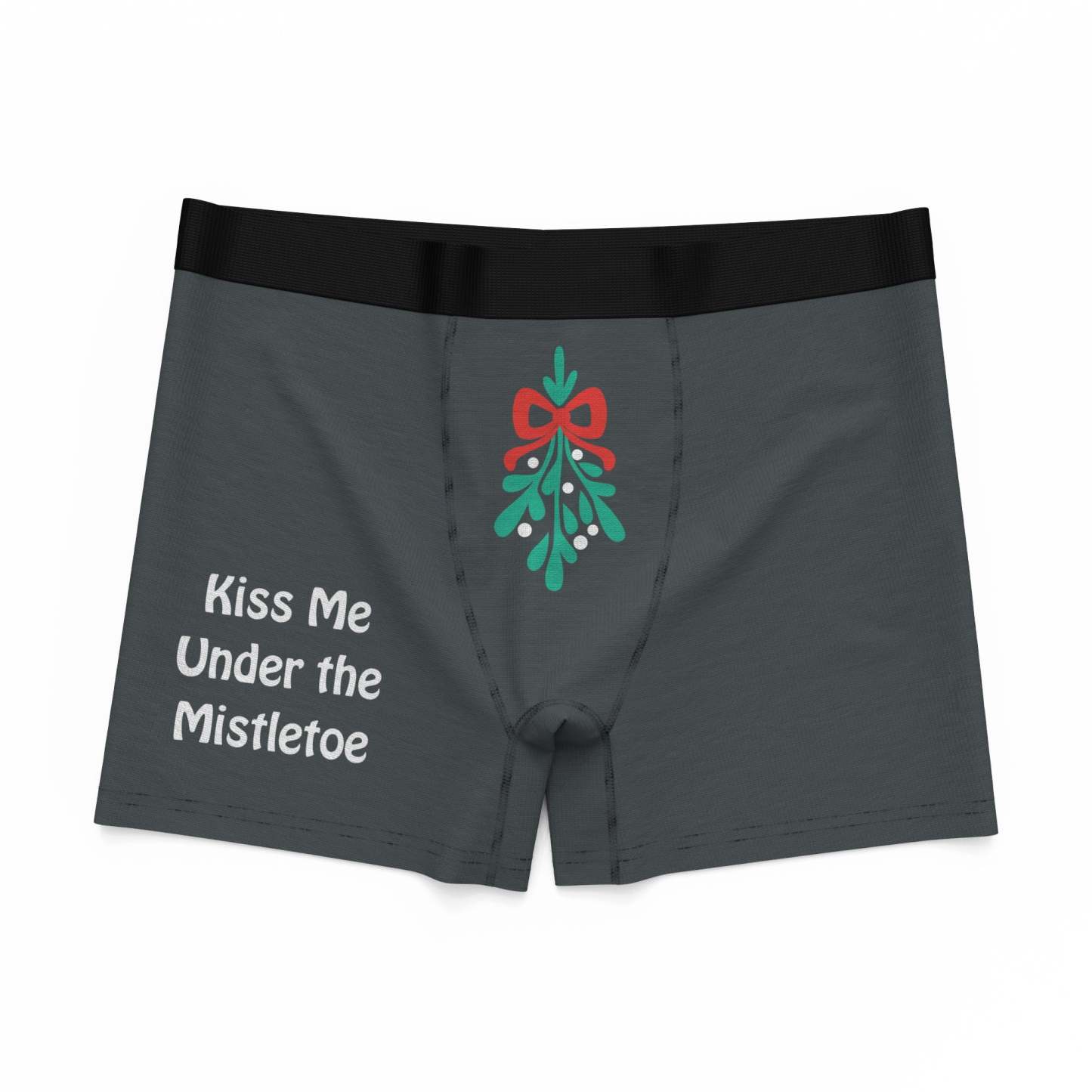 Men's Boxer Briefs Kiss Me Under the Mistletoe Christmas Fun Gift for Him - soufeelus