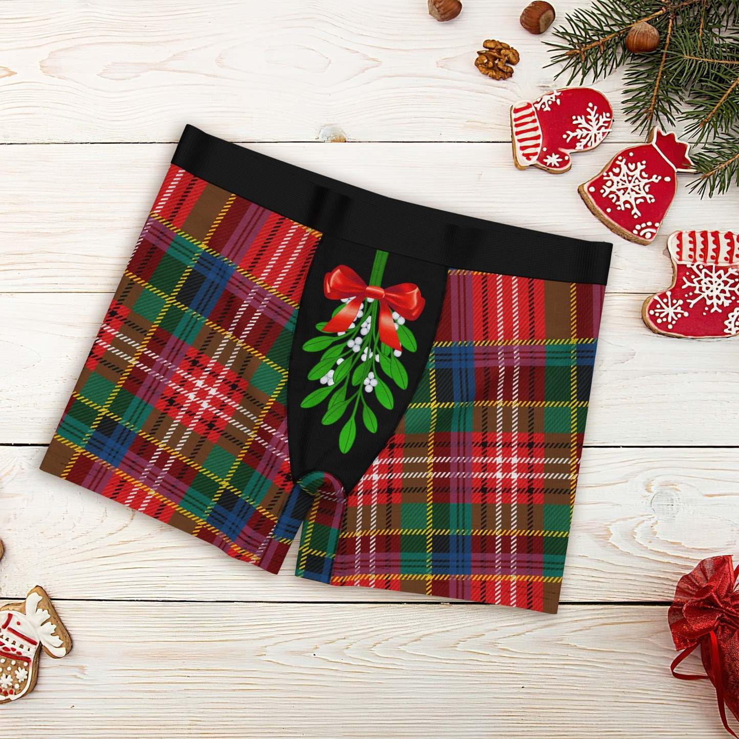 Christmas Gift Men's Boxer Funny Mistletoe Christmas Boxer Briefs Gift For Boyfriend - soufeelus