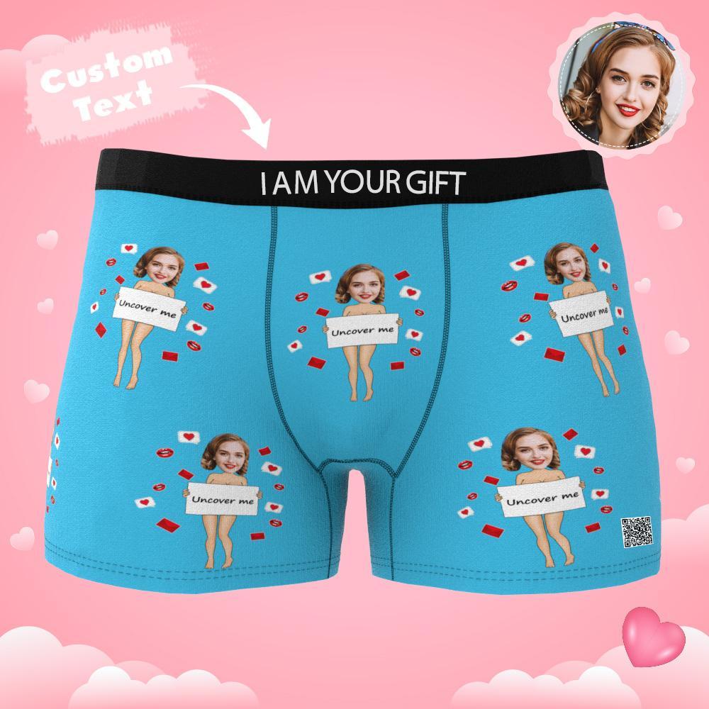 Custom Photo Boxer Uncover Me Underwear Men's Underwear Gift For Boyfriend AR View Valentine's Day Gift