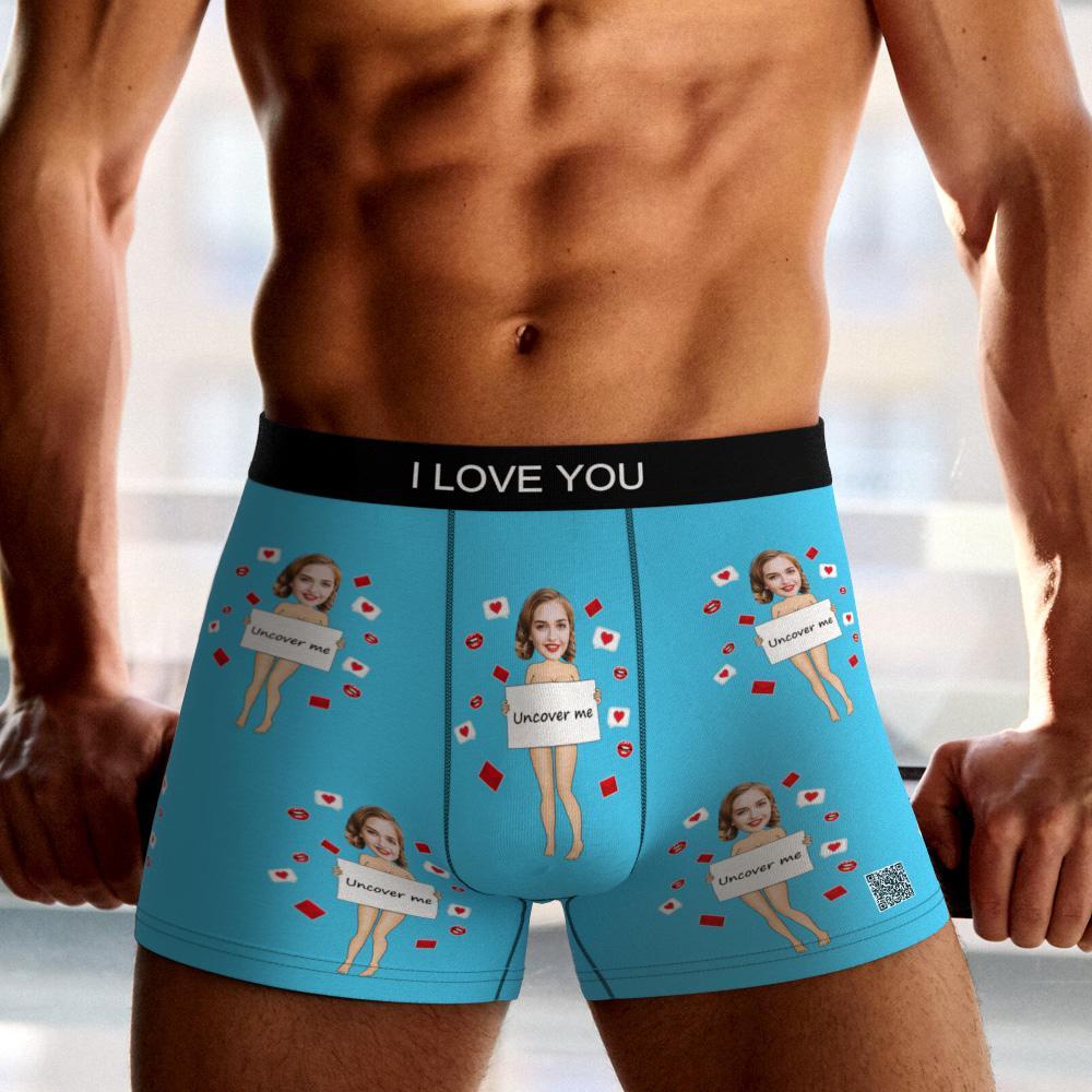 Custom Photo Boxer Uncover Me Underwear Men's Underwear Gift For Boyfriend AR View Valentine's Day Gift