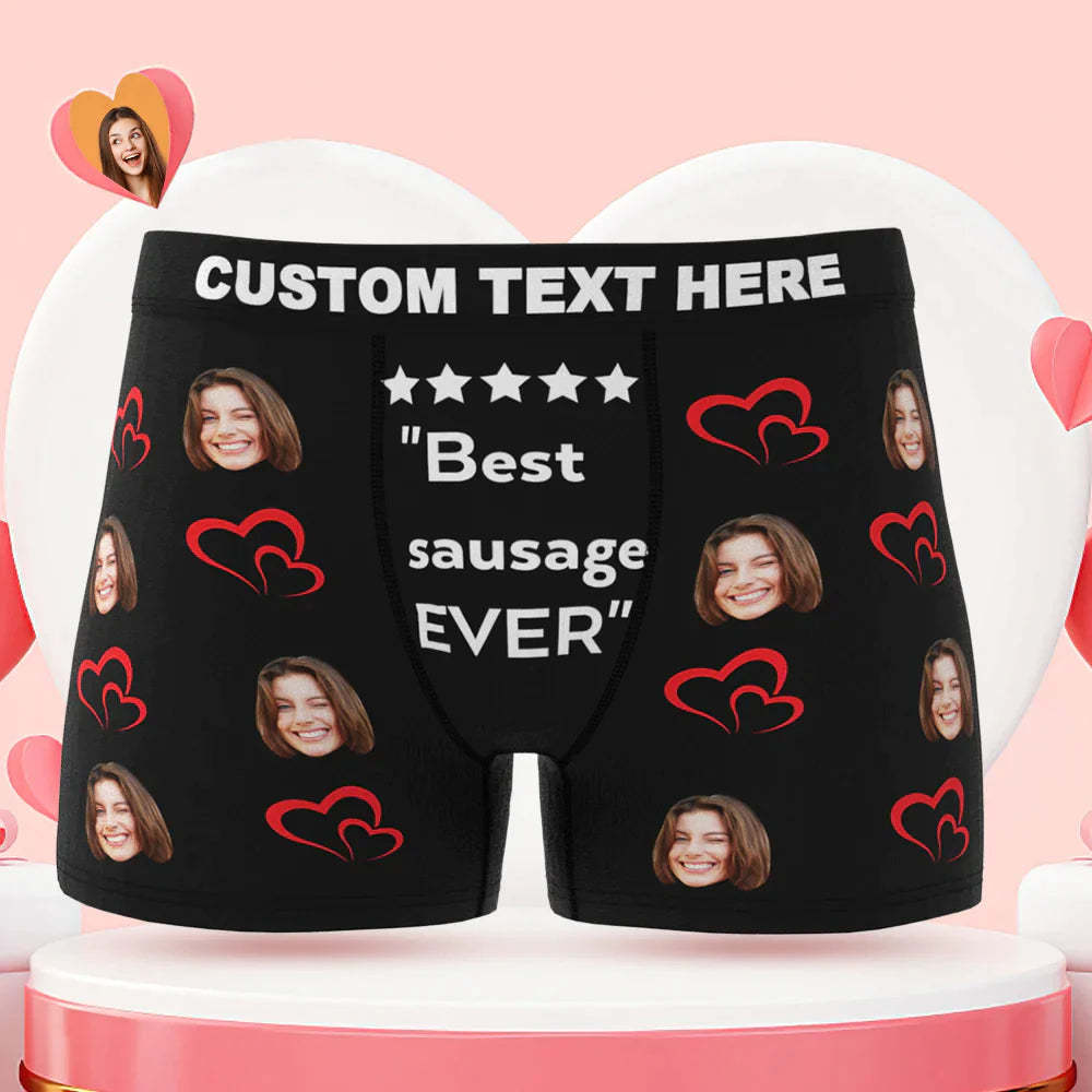 Custom Men's Face Boxer Briefs Best Sausage Ever Personalized Funny Valentine's Day Gift for Him - soufeelus