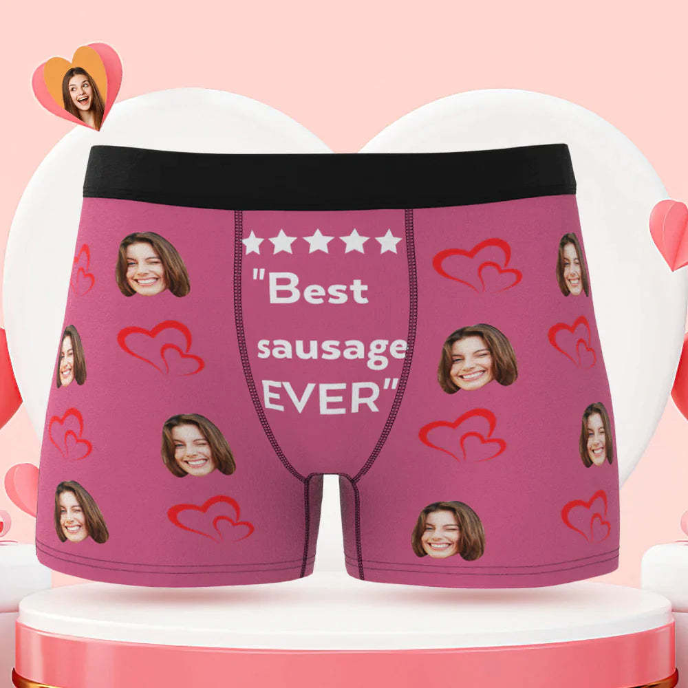 Custom Men's Face Boxer Briefs Best Sausage Ever Personalized Funny Valentine's Day Gift for Him - soufeelus