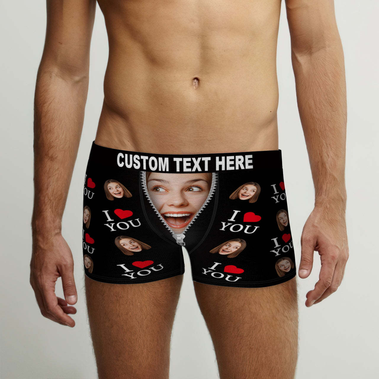 Custom Face Boxer Briefs I Love You Personalized Naughty Valentine's Day Gift for Him - soufeelus