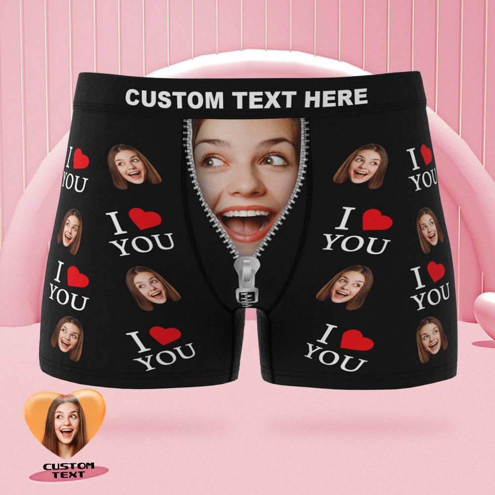 Custom Face Boxer Briefs I Love You Personalized Naughty Valentine's Day Gift for Him - soufeelus