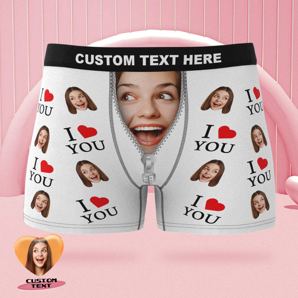 Custom Face Boxer Briefs I Love You Personalized Naughty Valentine's Day Gift for Him - soufeelus
