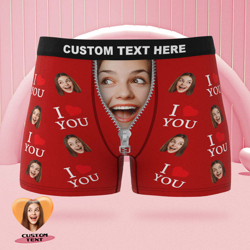 Custom Face Boxer Briefs I Love You Personalized Naughty Valentine's Day Gift for Him - soufeelus