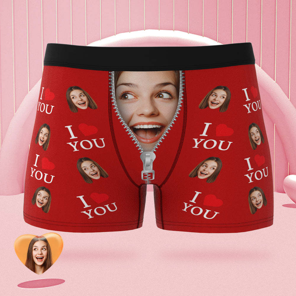 Custom Face Boxer Briefs I Love You Personalized Naughty Valentine's Day Gift for Him - soufeelus