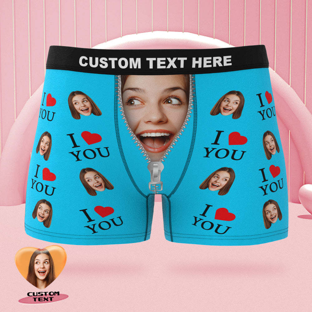 Custom Face Boxer Briefs I Love You Personalized Naughty Valentine's Day Gift for Him - soufeelus