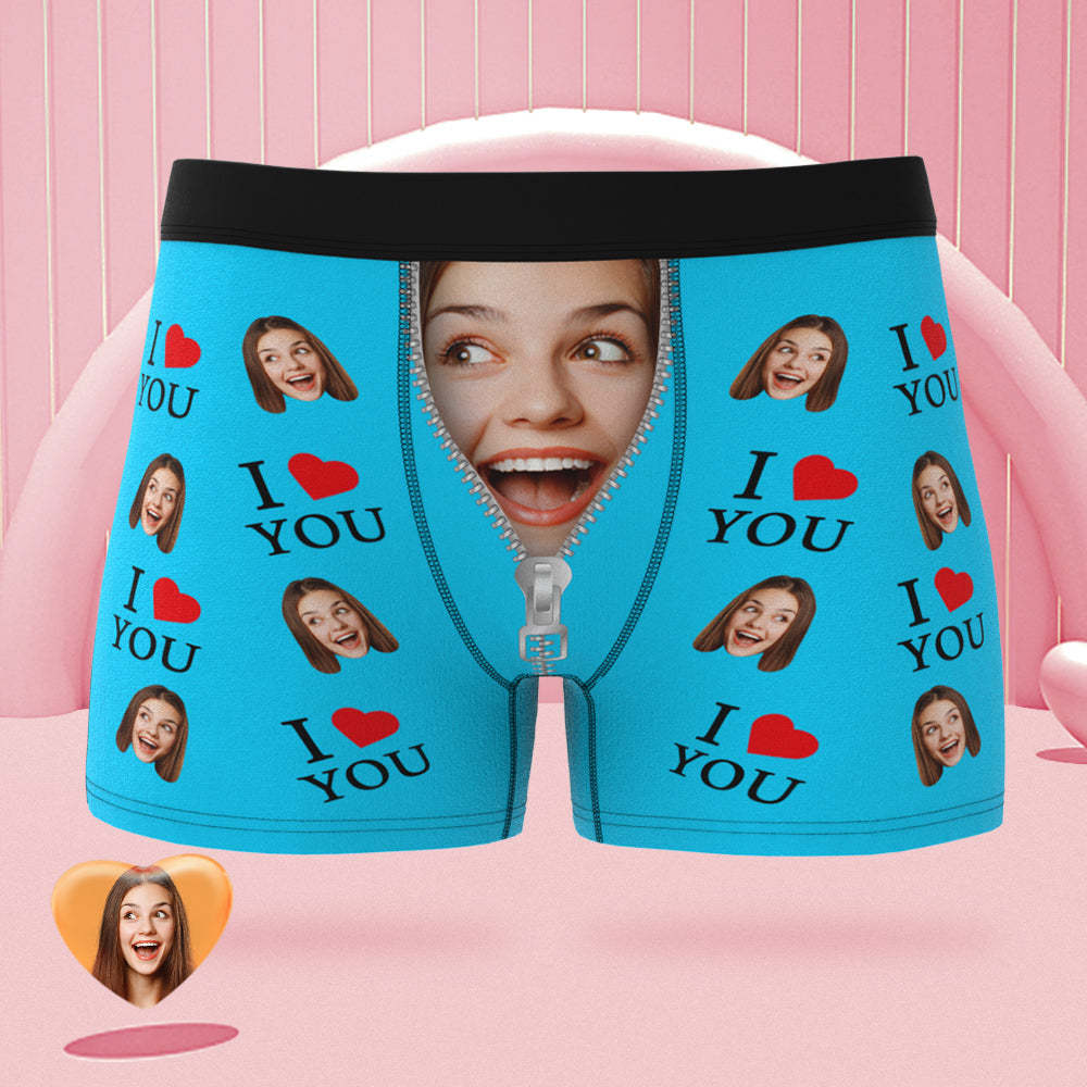 Custom Face Boxer Briefs I Love You Personalized Naughty Valentine's Day Gift for Him - soufeelus