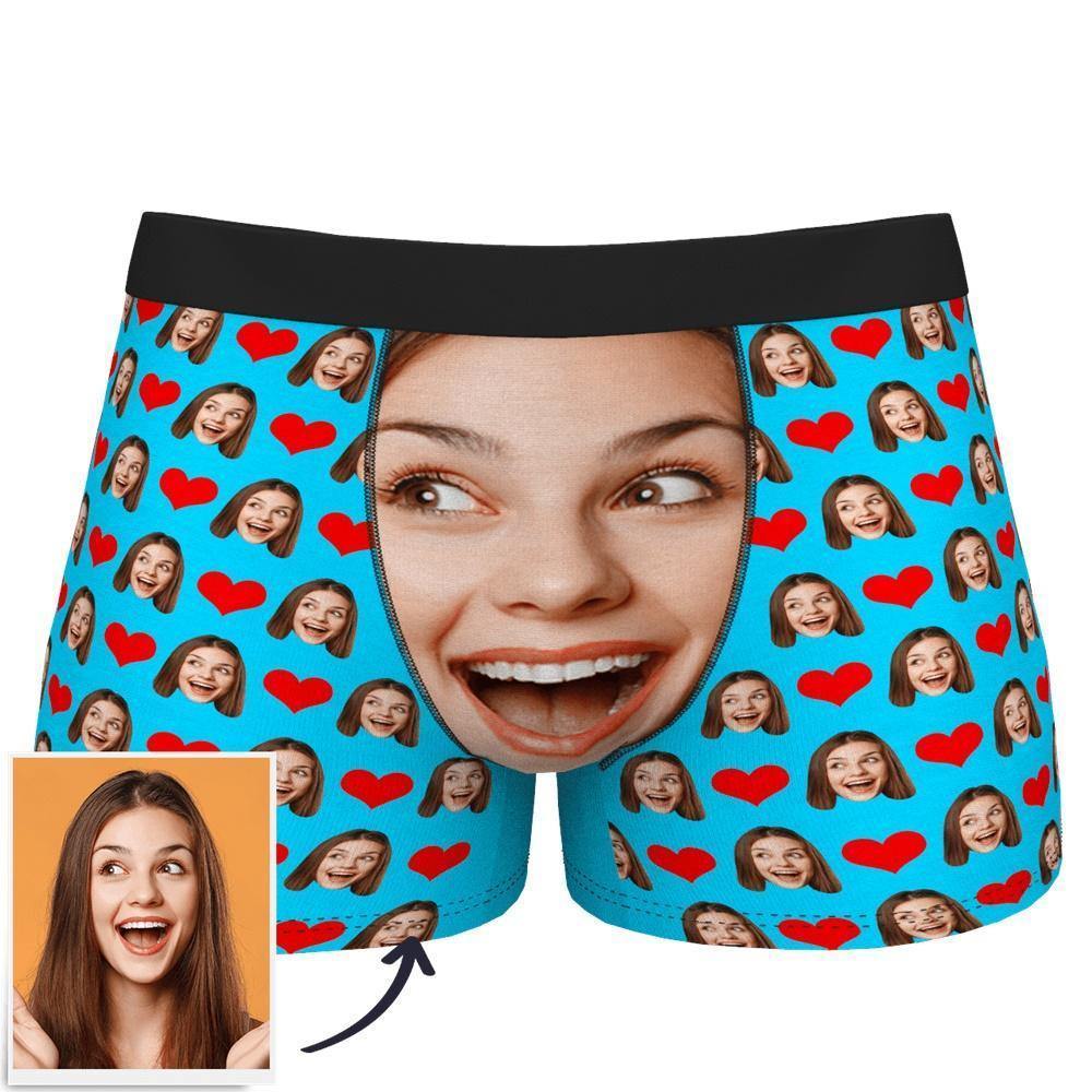 Custom Face Boxer Shorts Love Heart - soufeelus