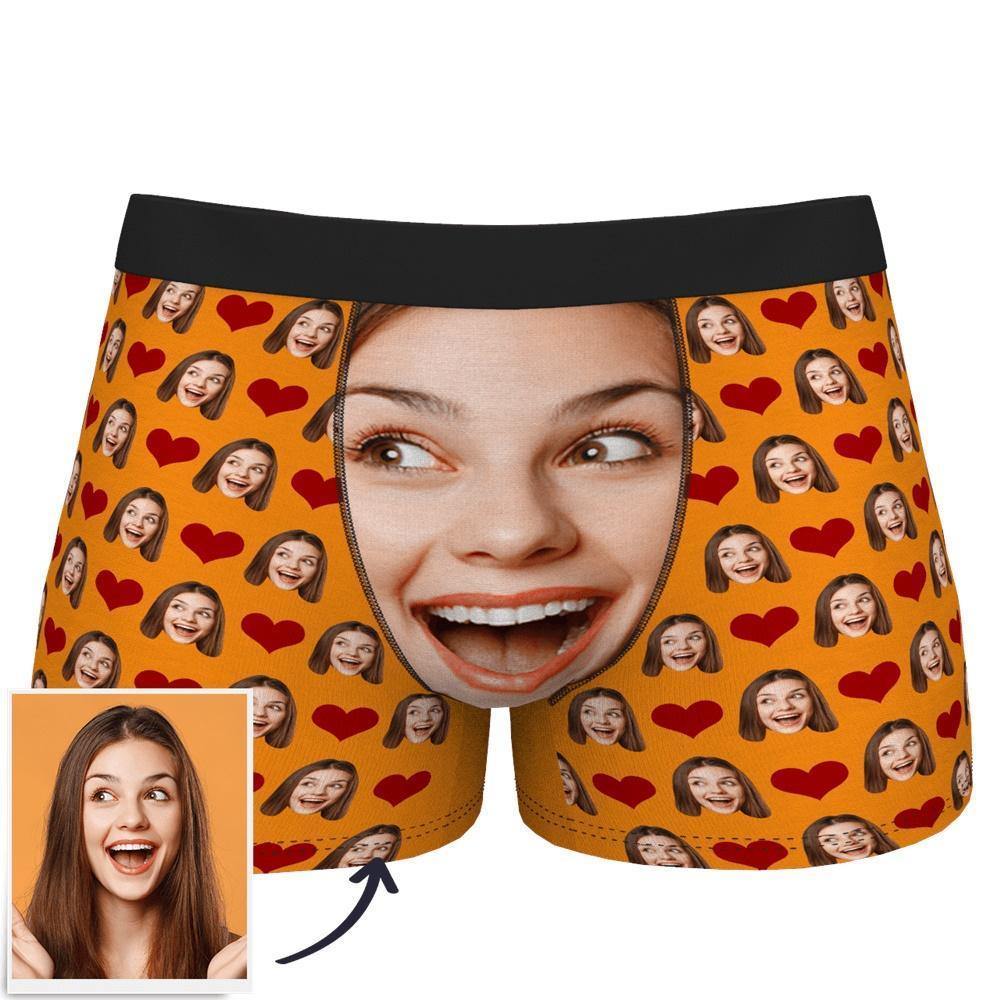 Custom Face Boxer Shorts Love Heart - soufeelus