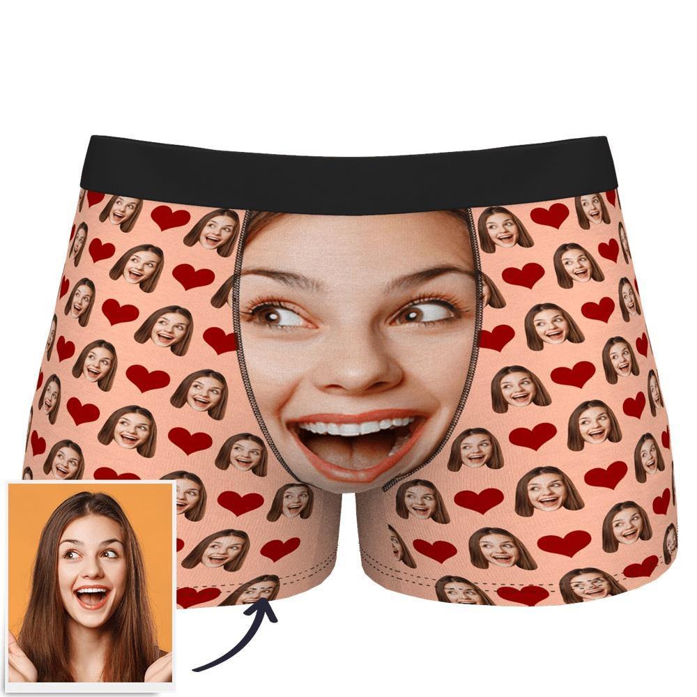 Custom Face Boxer Shorts Love Heart - soufeelus