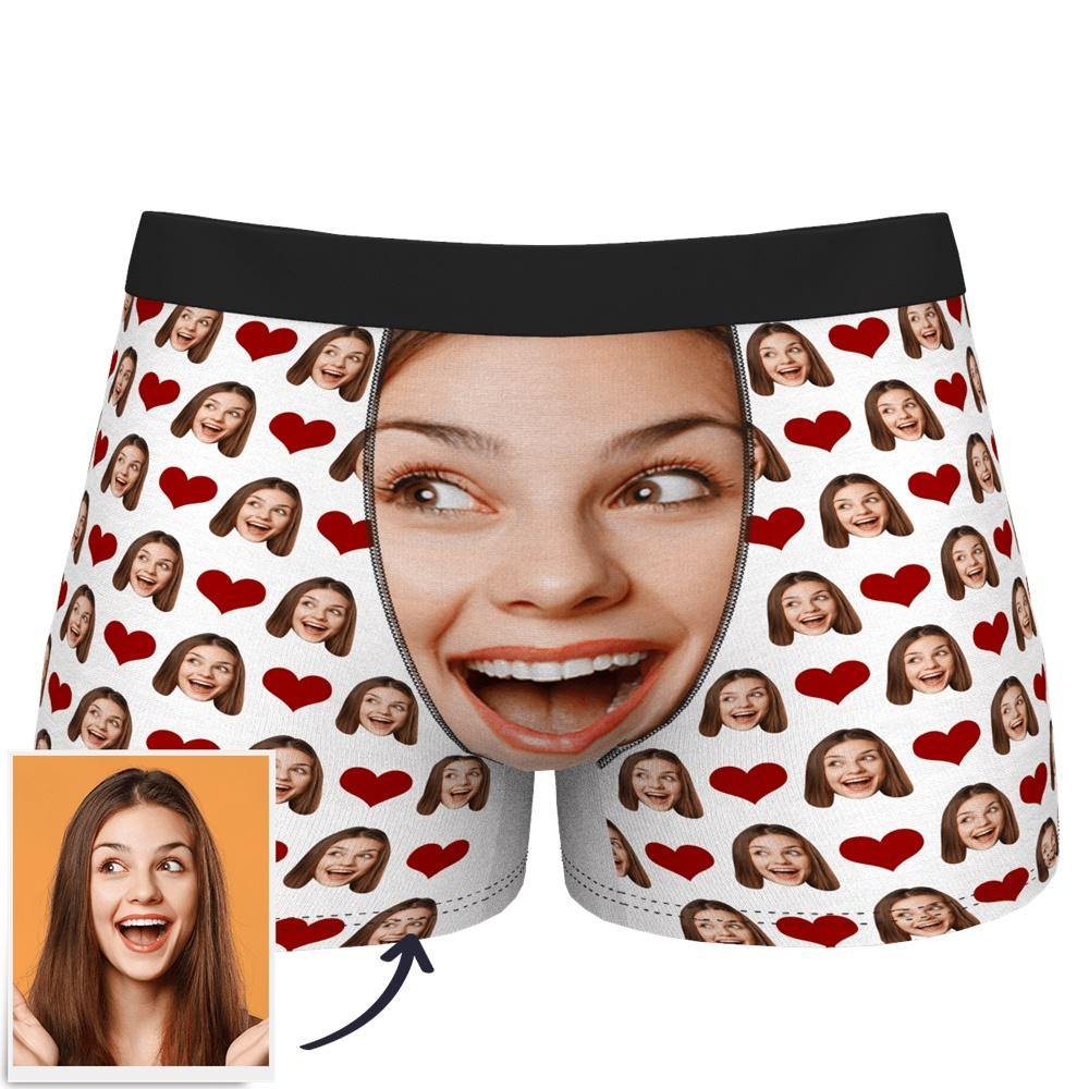 Custom Face Boxer Shorts Love Heart - soufeelus