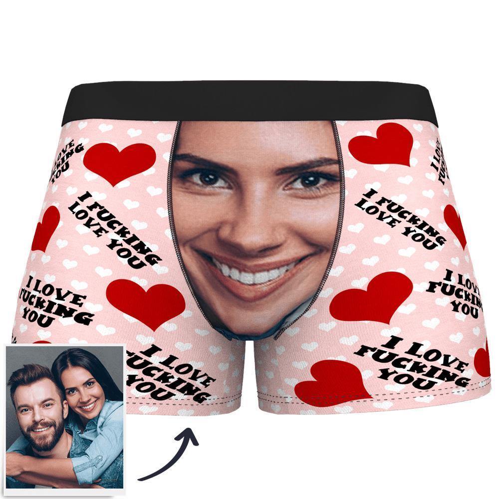 Custom Face Boxer Shorts I Fucking Love You - soufeelus
