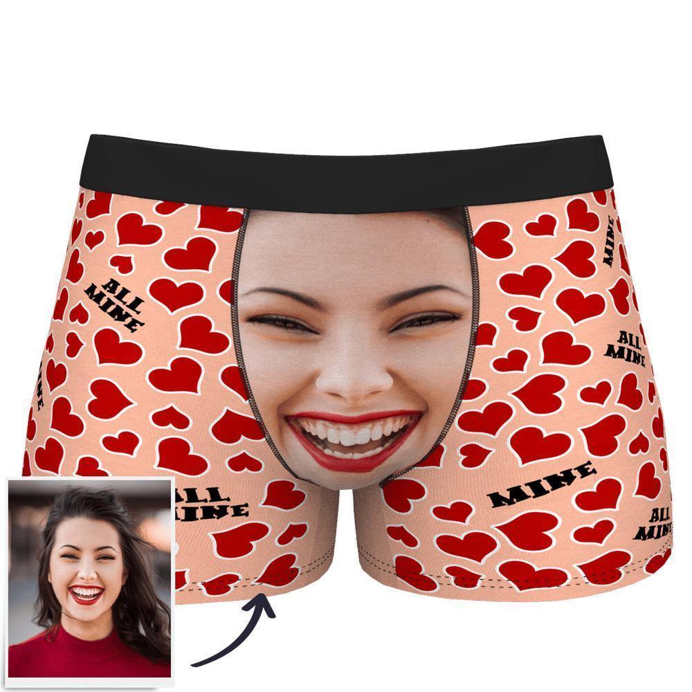 Custom Face Boxer Shorts All Mine Heart - soufeelus