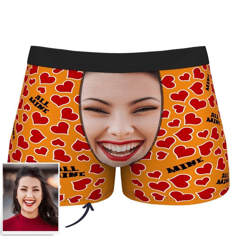Custom Face Boxer Shorts All Mine Heart - soufeelus