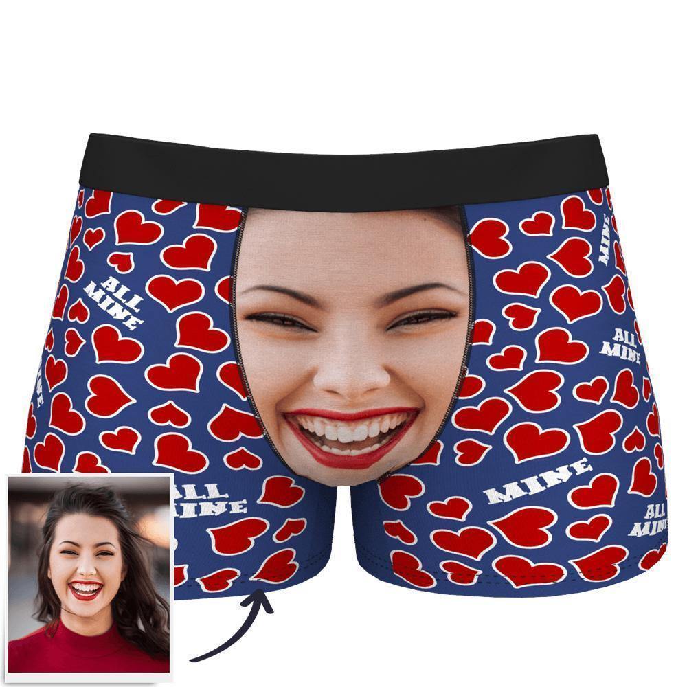 Custom Face Boxer Shorts All Mine Heart - soufeelus
