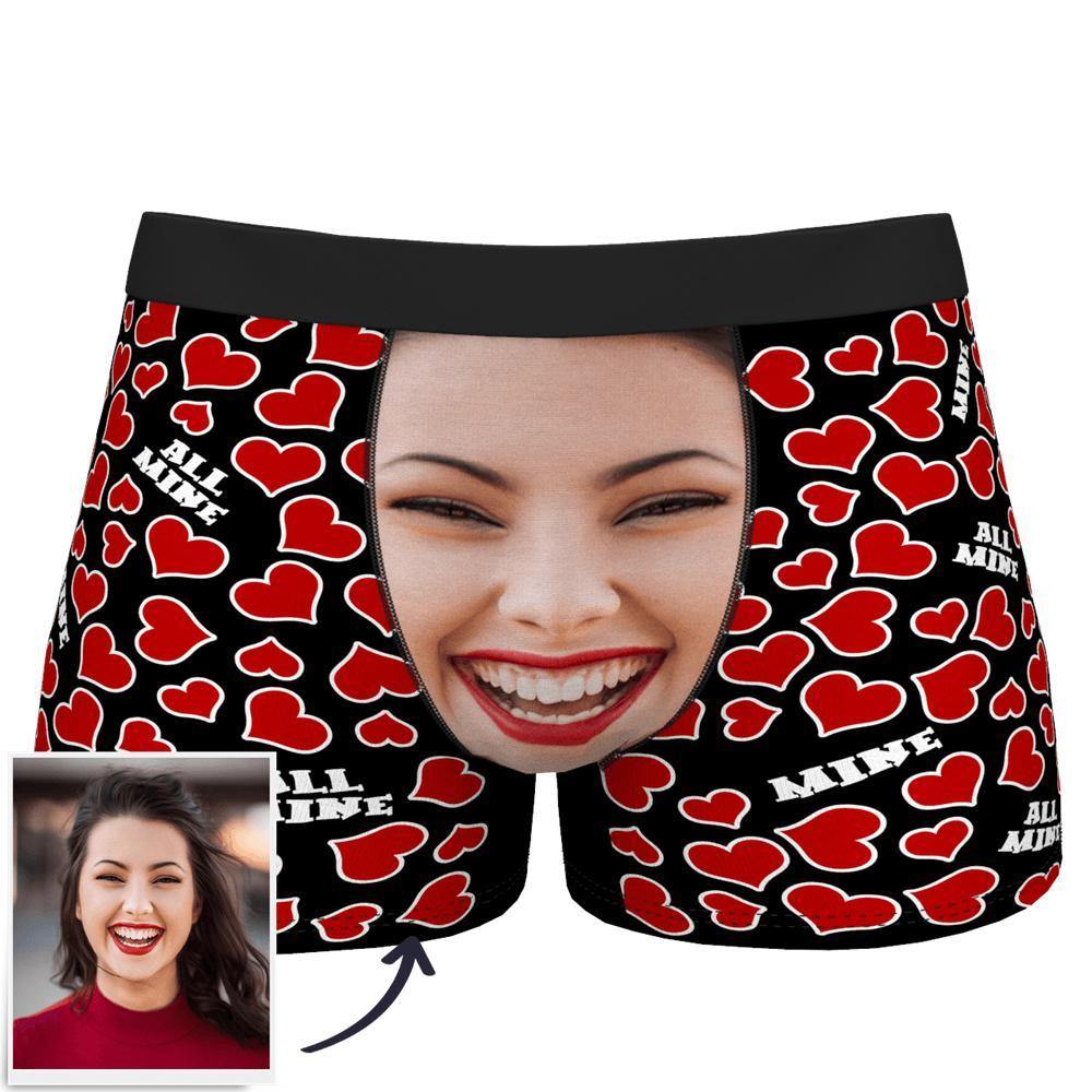 Custom Face Boxer Shorts All Mine Heart - soufeelus