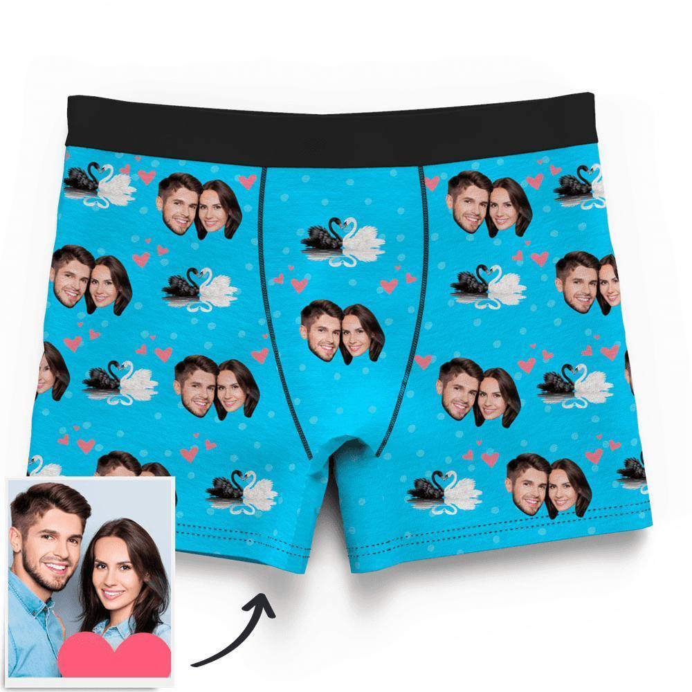 Couple Custom Swan And Face on Boxer Shorts Men's - soufeelus