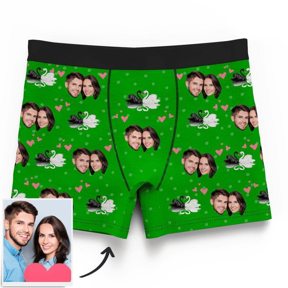 Couple Custom Swan And Face on Boxer Shorts Men's - soufeelus