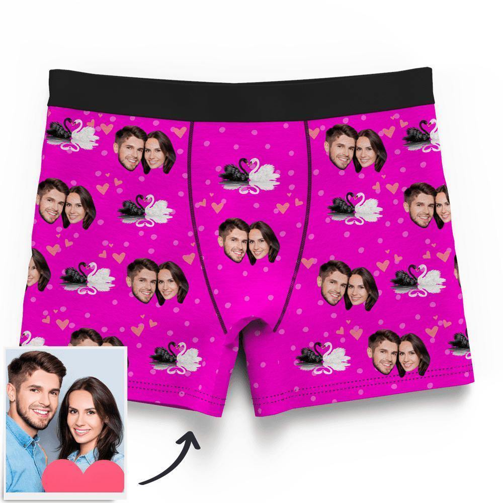 Couple Custom Swan And Face on Boxer Shorts Men's - soufeelus