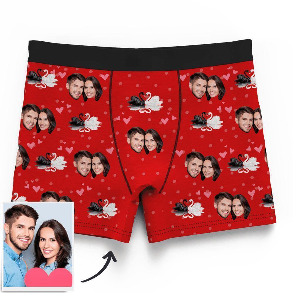 Couple Custom Swan And Face on Boxer Shorts Men's - soufeelus