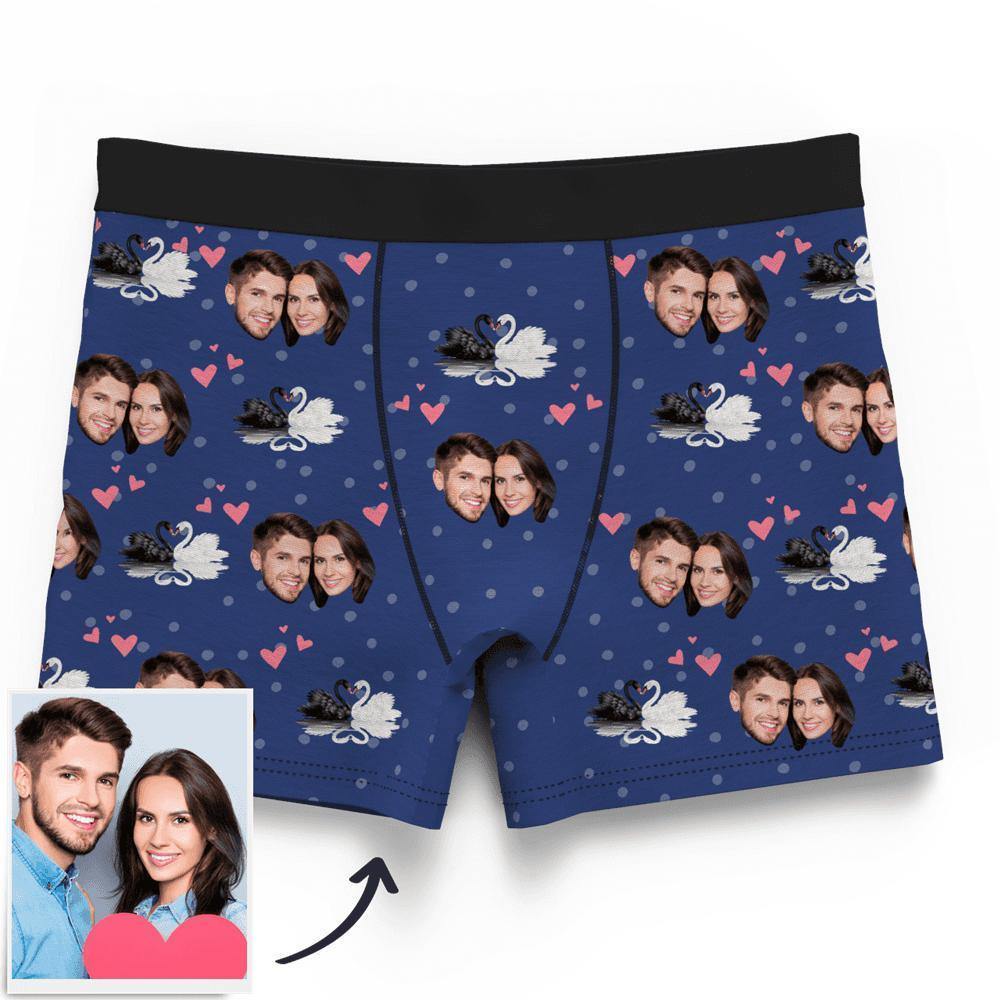 Couple Custom Swan And Face on Boxer Shorts Men's - soufeelus
