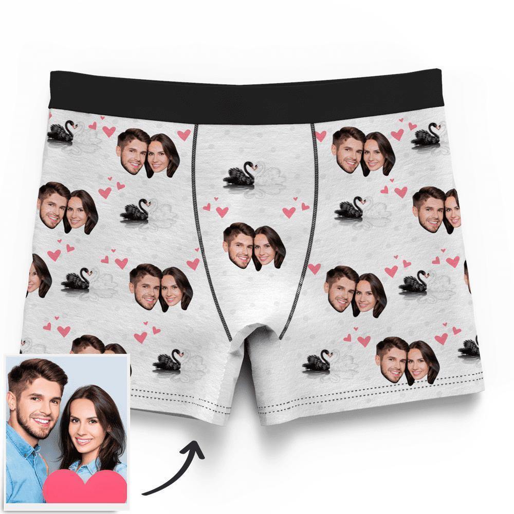 Couple Custom Swan And Face on Boxer Shorts Men's - soufeelus