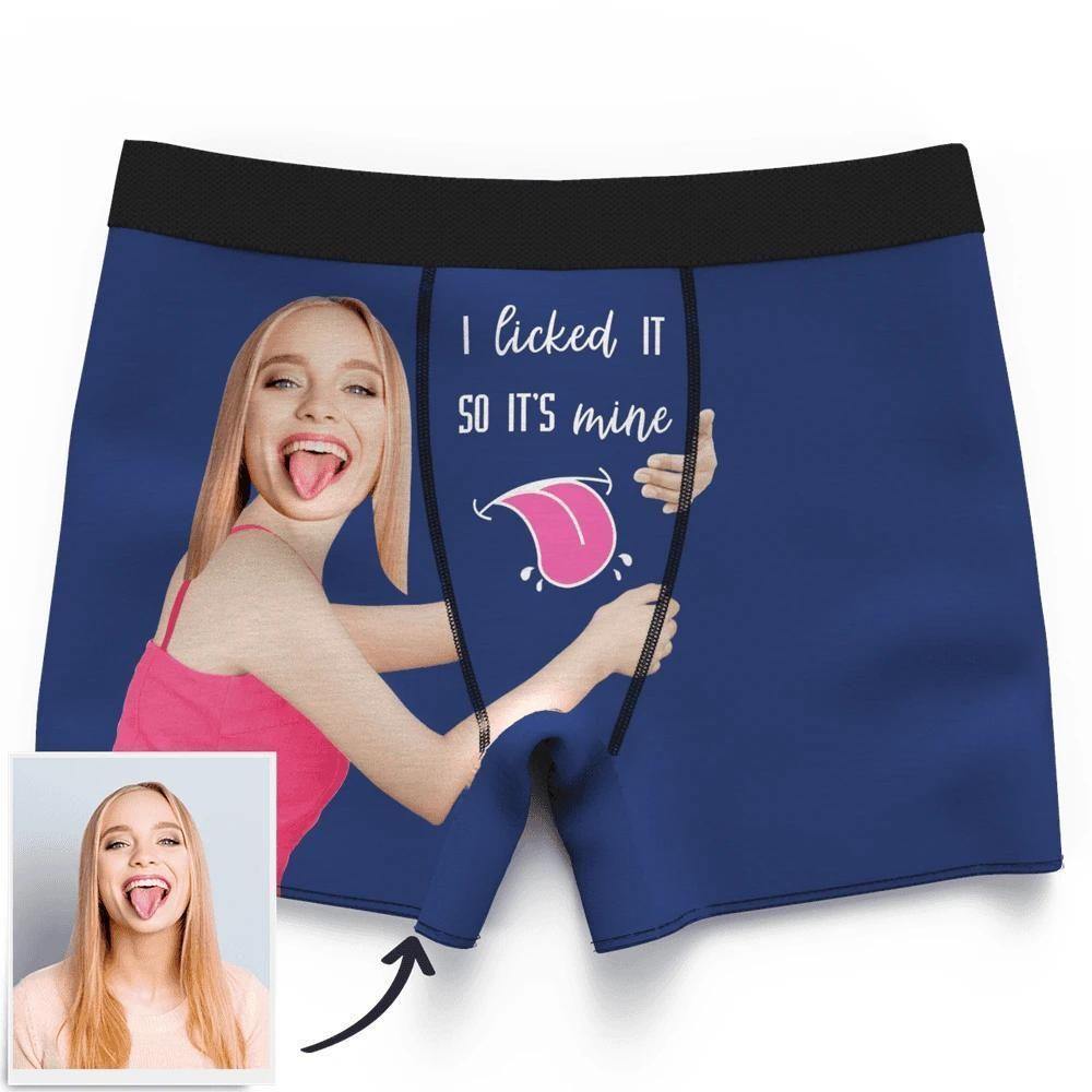 Men's Custom Face on Boxer Shorts I Licked It So It's Mine - soufeelus