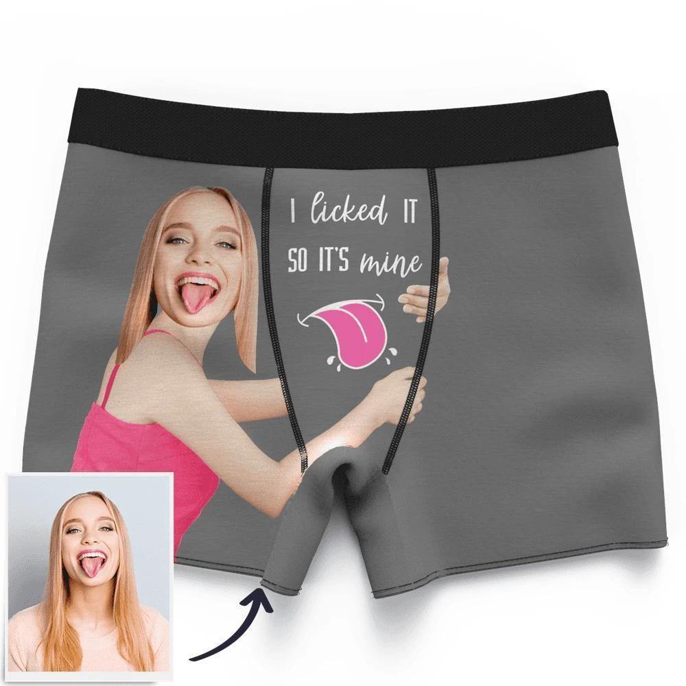 Men's Custom Face on Boxer Shorts I Licked It So It's Mine - soufeelus