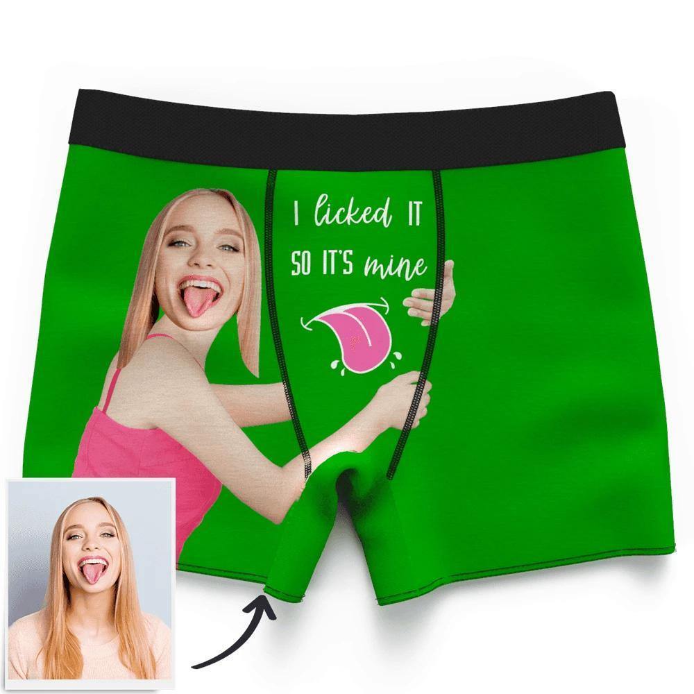 Men's Custom Face on Boxer Shorts I Licked It So It's Mine - soufeelus