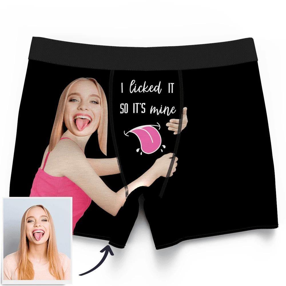 Men's Custom Face on Boxer Shorts I Licked It So It's Mine - soufeelus