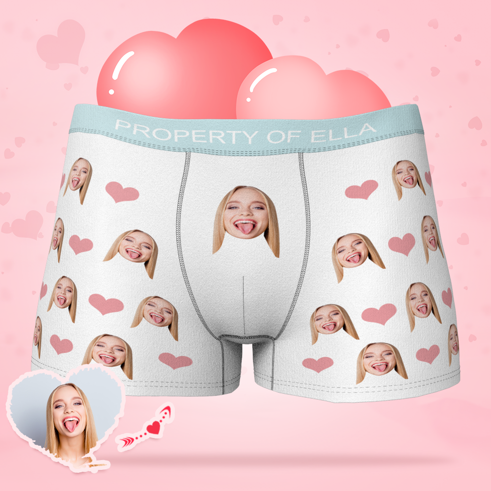 Custom Photo Boxer Men's Heart Face Underwear with Text Colorful Gifts for Him - soufeelus