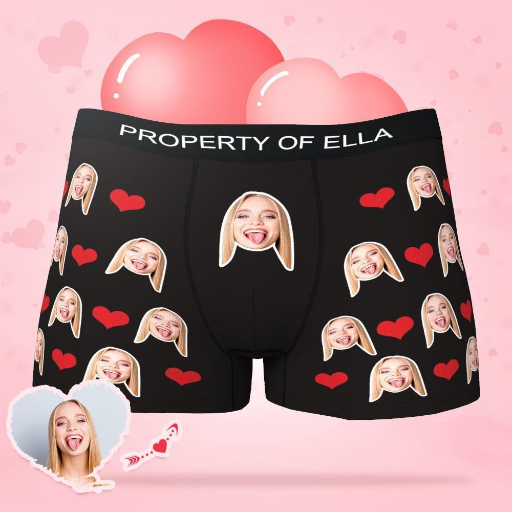 Custom Photo Boxer Men's Heart Face Underwear with Text Colorful Gifts for Him - soufeelus