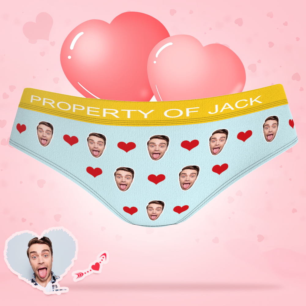 Custom Photo Boxer Heart Face Underwear with Text Women - soufeelus