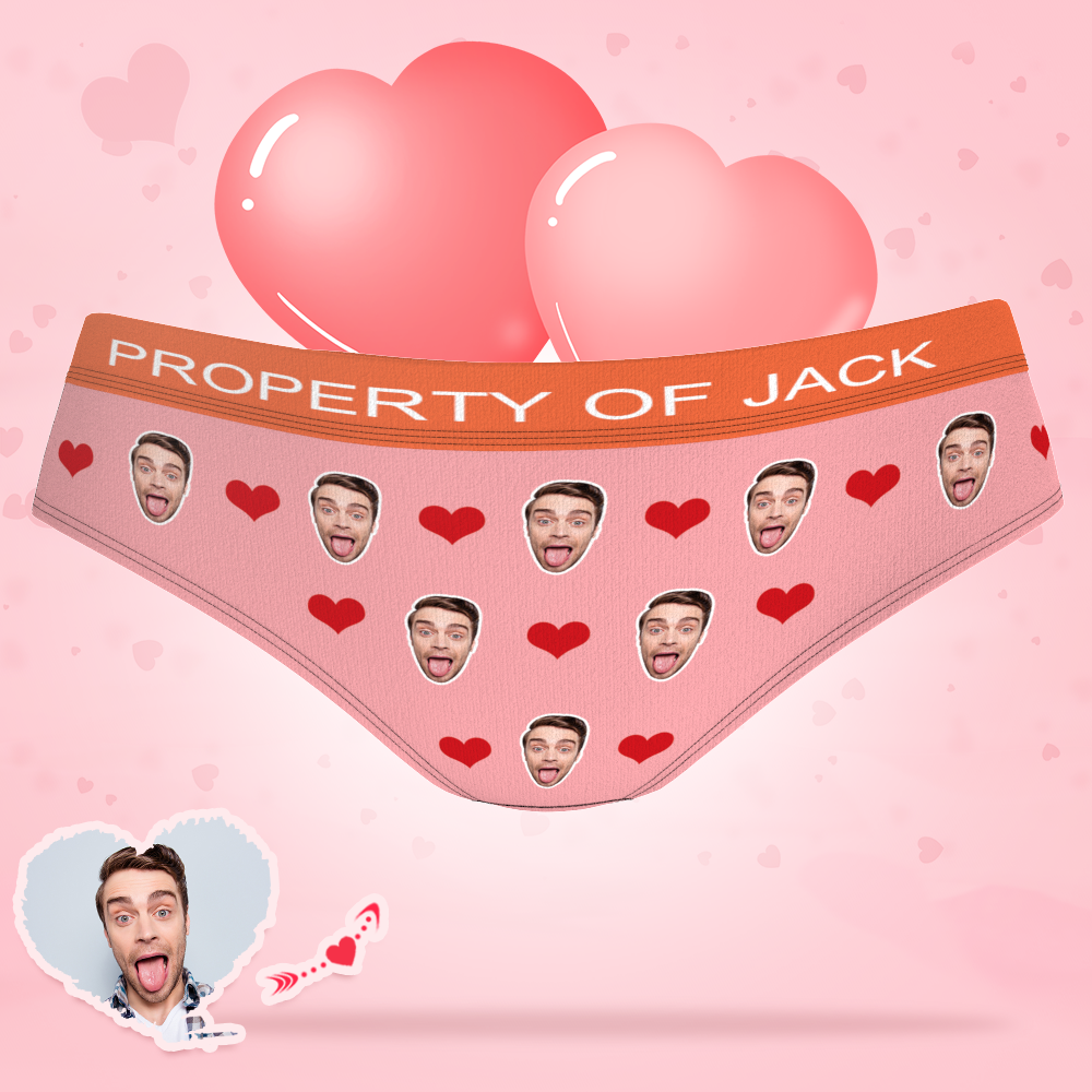 Custom Photo Boxer Heart Face Underwear with Text Women - soufeelus