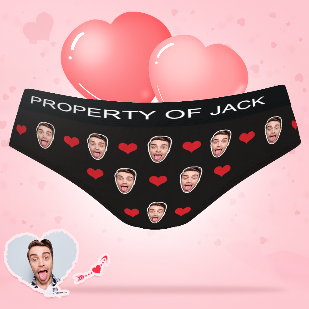 Custom Photo Boxer Heart Face Underwear with Text Women - soufeelus