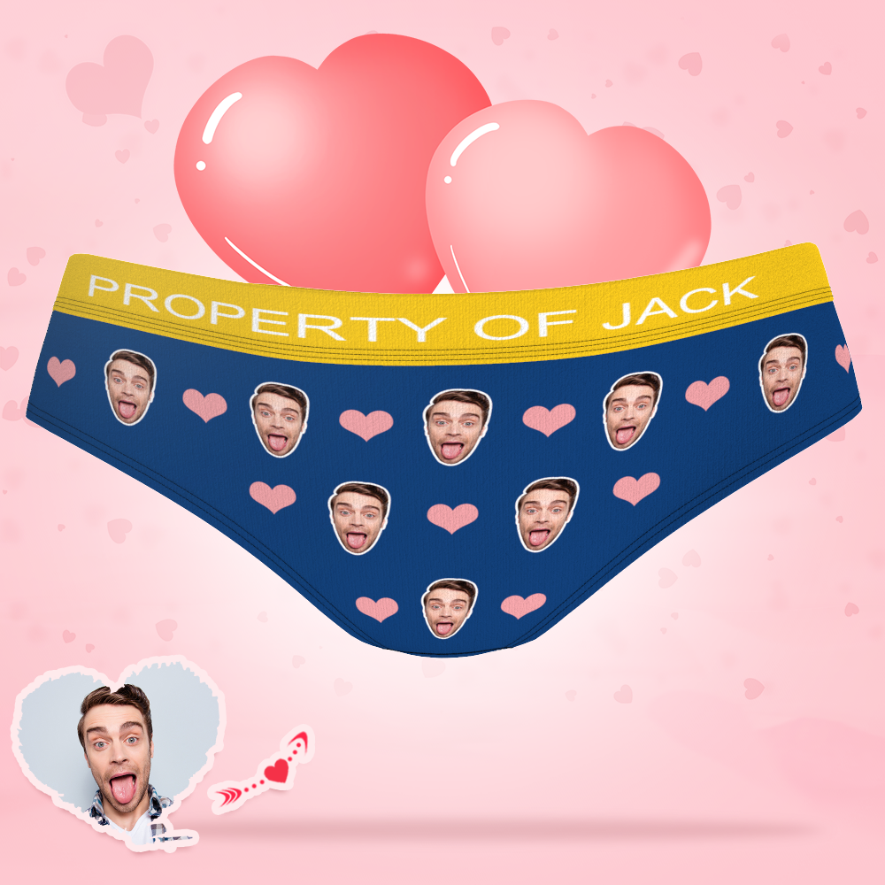 Custom Photo Boxer Heart Face Underwear with Text Women - soufeelus