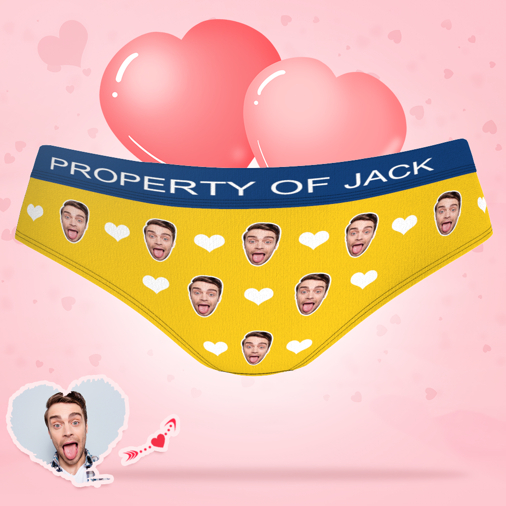Custom Photo Boxer Heart Face Underwear with Text Women - soufeelus