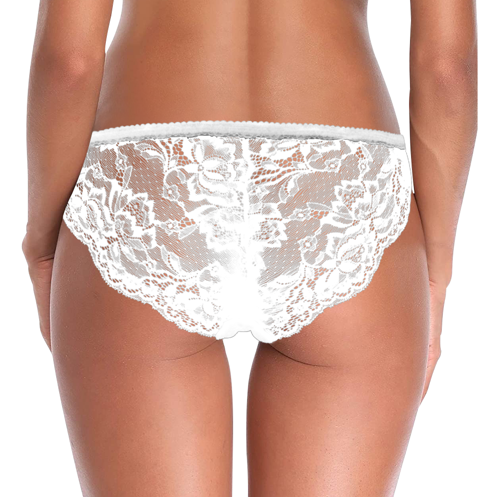Custom Photo Face Engraved Underwear Funny Lace Sexy White Gift for Her - soufeelus