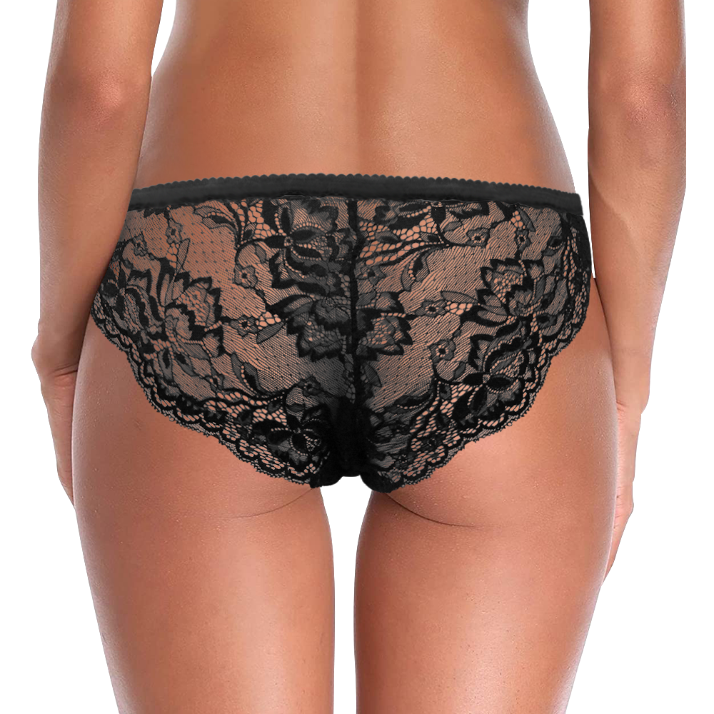 Custom Photo Face Underwear Black Lace Creative Design Women Gift - soufeelus