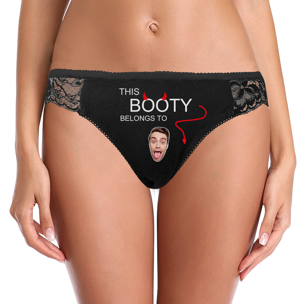 Custom Photo Face Booty Theme Underwear with Text Women Gift - soufeelus