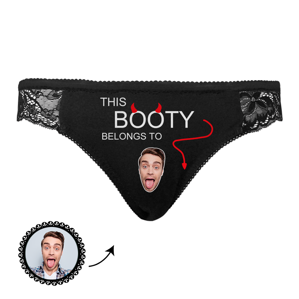 Custom Photo Face Booty Theme Underwear with Text Women Gift - soufeelus