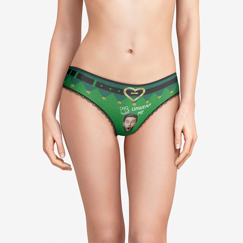 Custom Face Christmas Underwear, Funny Unweap me Underwear, Best Christmas Gift For Girfriend