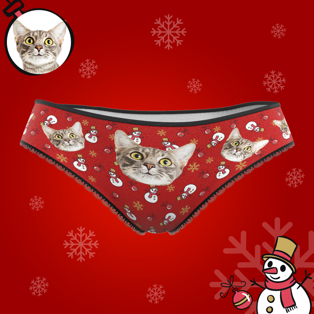 Custom Face Christmas Underwear, Funny Christmas Pet Underwear, Best Christmas Gift For Girfriend