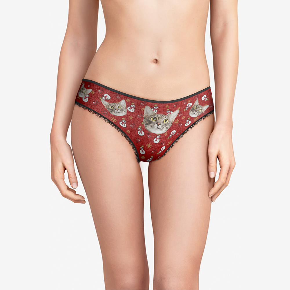 Custom Face Christmas Underwear, Funny Christmas Pet Underwear, Best Christmas Gift For Girfriend
